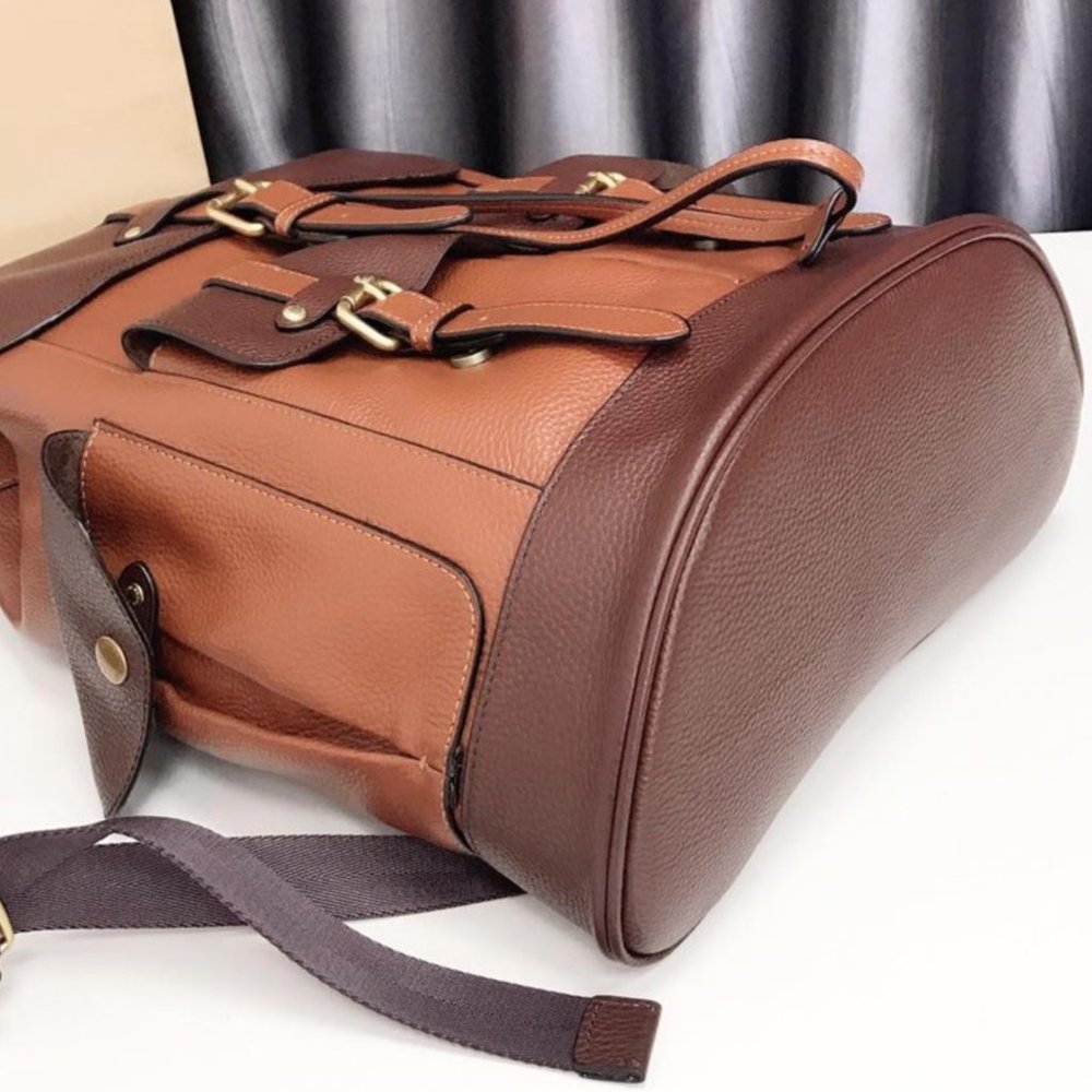 NEW Coach brown leather Buckle Travel Backpack - Picture 4 of 8